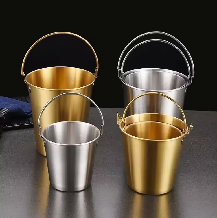 Mini Seau à Glace Doré ou Argenté en Acier Inoxydable | Glaçons, Bière & Snacks