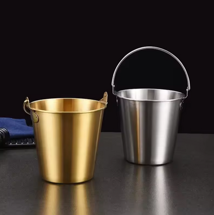 Mini Seau à Glace Doré ou Argenté en Acier Inoxydable | Glaçons, Bière & Snacks
