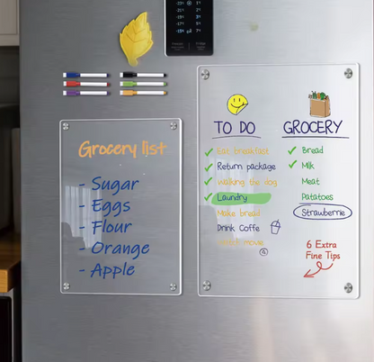 Tableau Magnétique Transparent Réfrigérateur | Acrylique Effaçable à Sec