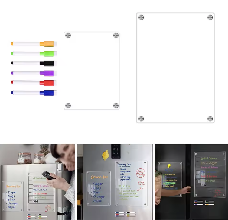 Tableau Magnétique Transparent Réfrigérateur | Acrylique Effaçable à Sec