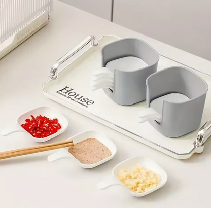 Ensemble de 6 Plats à Sauce & Assaisonnement | Bols à Condiments avec Support de Rangement