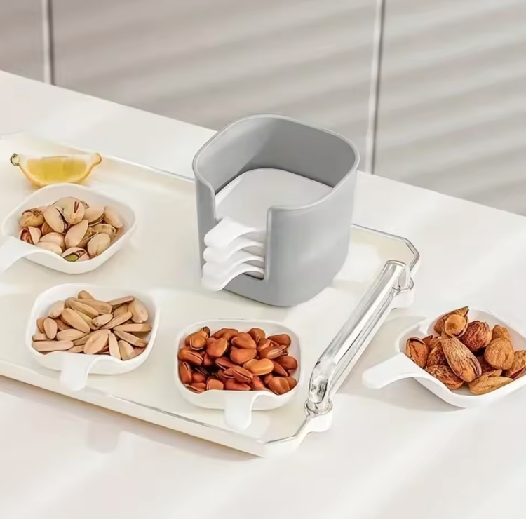 Ensemble de 6 Plats à Sauce & Assaisonnement | Bols à Condiments avec Support de Rangement