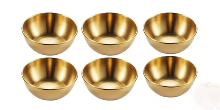 Petits Plats à Sauce Dorés en Acier Inoxydable | Ensemble 4 Coupelles d’Assaisonnement