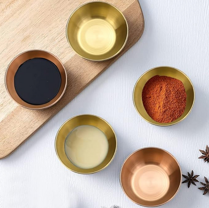 Petits Plats à Sauce Dorés en Acier Inoxydable | Ensemble 4 Coupelles d’Assaisonnement