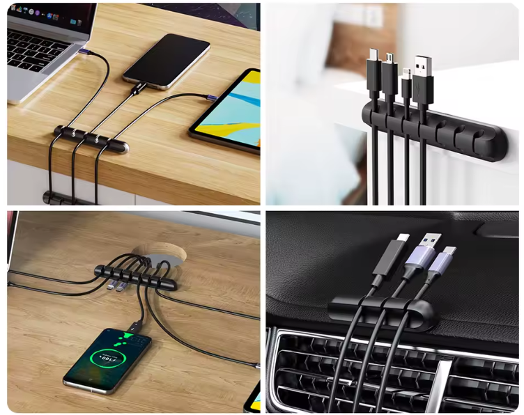 Clips de Support de Câbles Adhésifs | Organisateur de Fils USB, Bureau & Table de Chevet