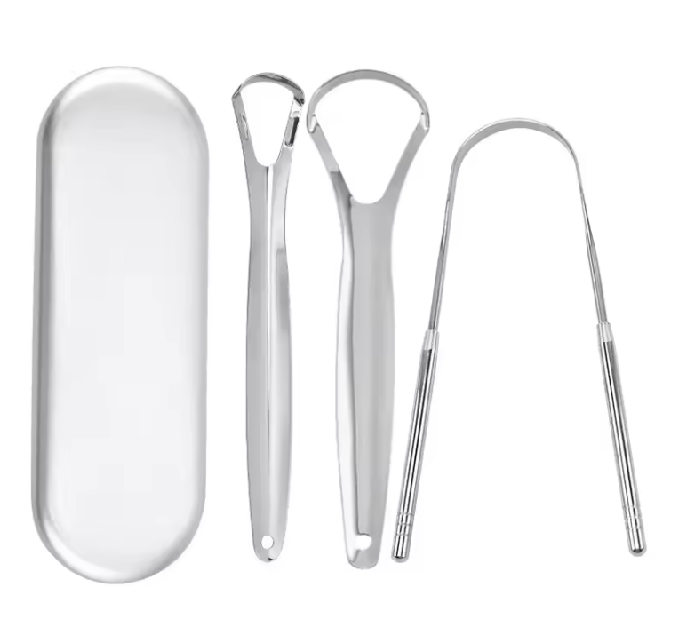 Kit Grattoir à Langue en Acier Inoxydable | Hygiène Buccale & Haleine Fraîche