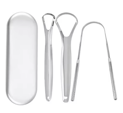 Kit Grattoir à Langue en Acier Inoxydable | Hygiène Buccale & Haleine Fraîche