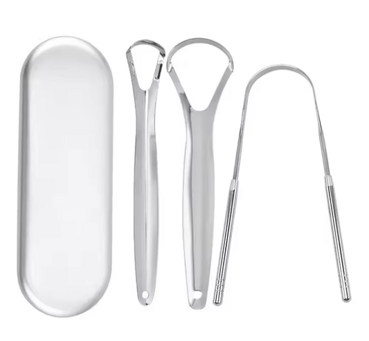 Kit Grattoir à Langue en Acier Inoxydable | Hygiène Buccale & Haleine Fraîche