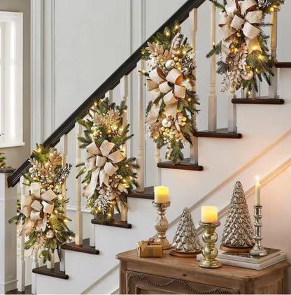 Couronne & Guirlande de Noël Nordique | Décoration Festive pour Escaliers, Cheminée & Porte