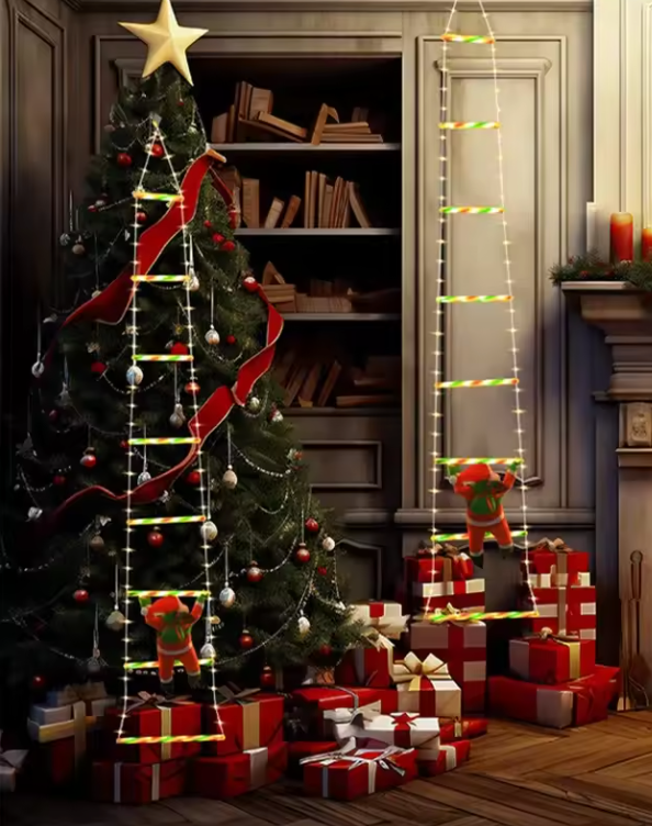 Guirlande Lumineuse Père Noël Grimpant | Échelle LED USB 8 Modes – Décoration Intérieure & Extérieure