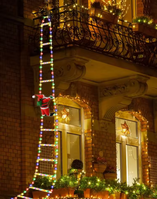 Guirlande Lumineuse Père Noël Grimpant | Échelle LED USB 8 Modes – Décoration Intérieure & Extérieure