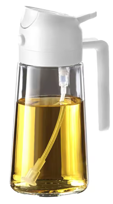 Pulvérisateur & Distributeur d’Huile 2 en 1 | Bouteille 500ml pour Cuisine, Barbecue & Air Fryer