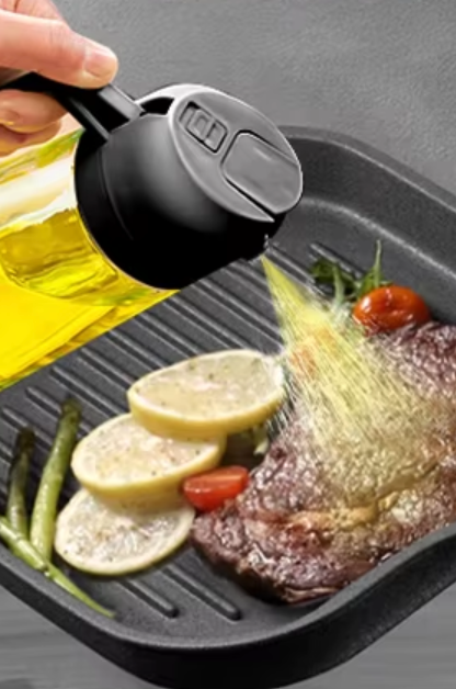 Pulvérisateur & Distributeur d’Huile 2 en 1 | Bouteille 500ml pour Cuisine, Barbecue & Air Fryer