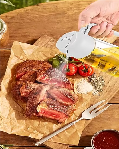 Pulvérisateur & Distributeur d’Huile 2 en 1 | Bouteille 500ml pour Cuisine, Barbecue & Air Fryer