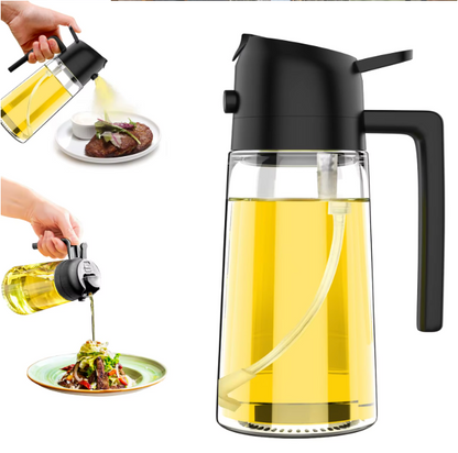 Pulvérisateur & Distributeur d’Huile 2 en 1 | Bouteille 500ml pour Cuisine, Barbecue & Air Fryer