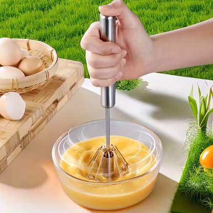 Batteur à Œufs Semi-Automatique en Acier Inoxydable | Fouet à Main Rotatif Cuisine & Pâtisserie