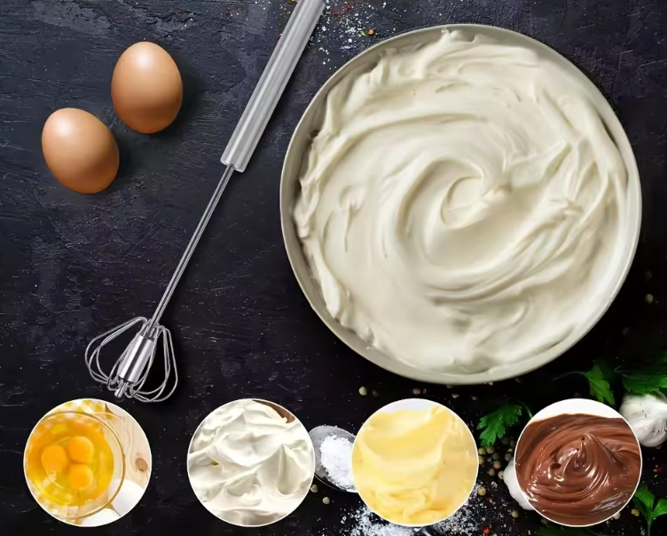 Batteur à Œufs Semi-Automatique en Acier Inoxydable | Fouet à Main Rotatif Cuisine & Pâtisserie