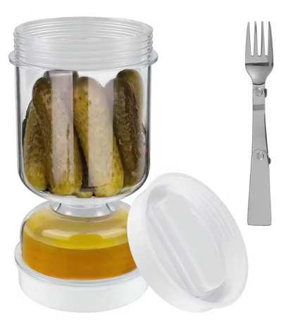 Bocal à Cornichons & Olives avec Passoire Intégrée | Pot Hermétique en Sablier 1L | Récipient de Conservation Alimentaire