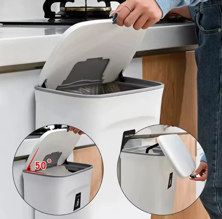 Poubelle Murale à Couvercle Coulissant 7L | Design Moderne et Gain de Place pour Cuisine & Salle de Bain