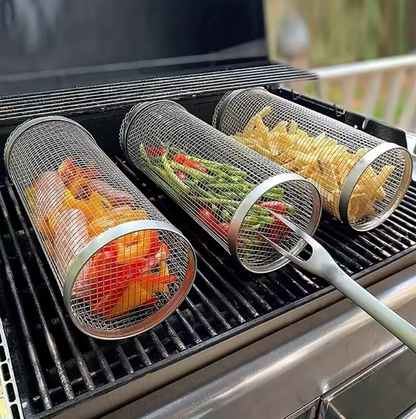 Cage de Barbecue Roulante en Acier Inoxydable | Accessoire de Grill Extérieur & Camping