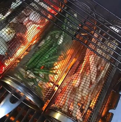 Cage de Barbecue Roulante en Acier Inoxydable | Accessoire de Grill Extérieur & Camping