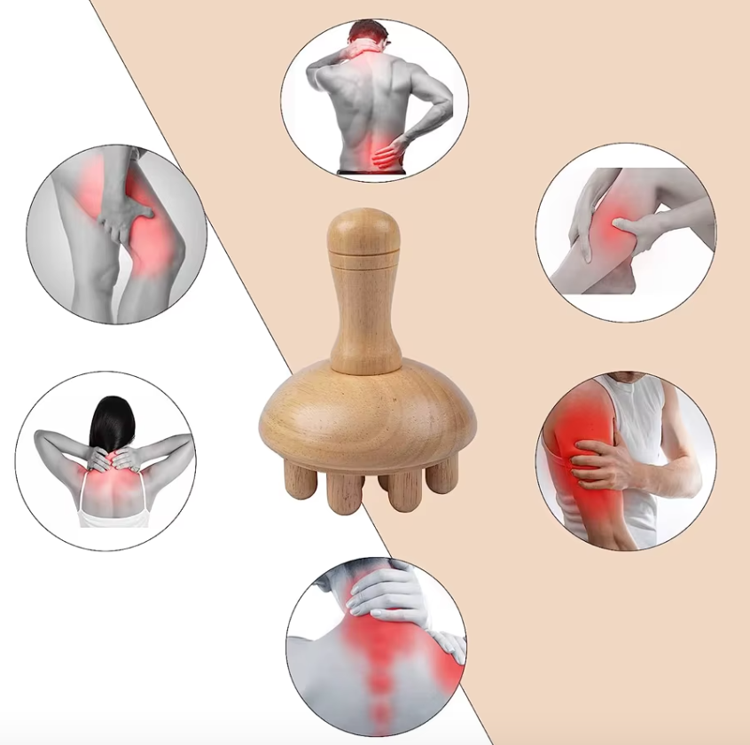 Masseur en Bois en Forme de Champignon | Anti-Cellulite & Drainage Lymphatique Naturel
