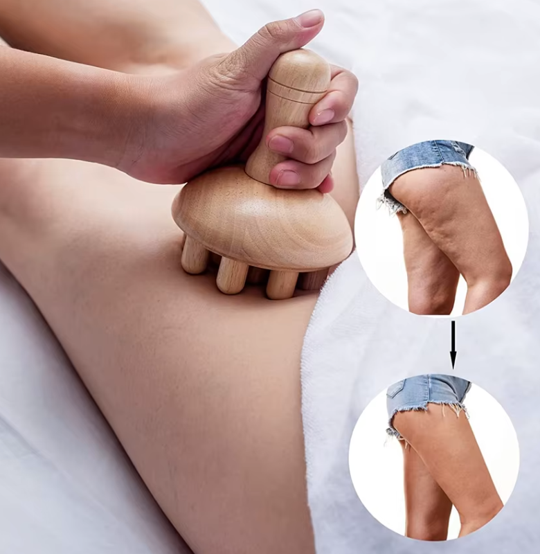 Masseur en Bois en Forme de Champignon | Anti-Cellulite & Drainage Lymphatique Naturel