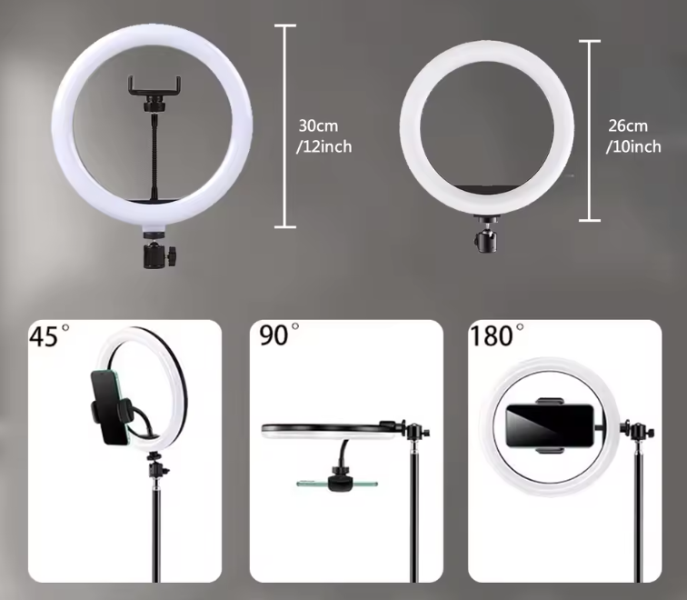 Anneau Lumineux LED 26 cm avec Trépied | Selfie, Maquillage & Vidéo Streaming