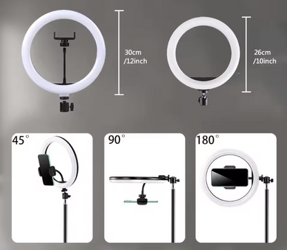 Anneau Lumineux LED 26 cm avec Trépied | Selfie, Maquillage & Vidéo Streaming