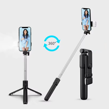 Perche à Selfie 3 en 1 avec Trépied & Lumière LED | Télécommande Bluetooth Sans Fil