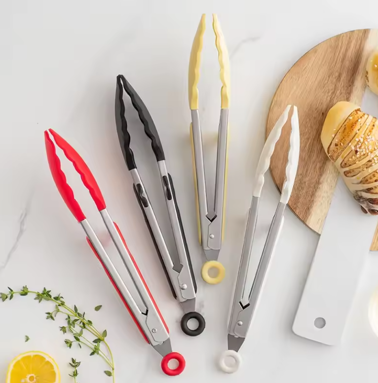 Pince de Cuisine en Silicone & Acier Inoxydable | Antidérapante & Résistante à la Chaleur