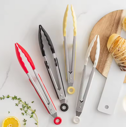 Pince de Cuisine en Silicone & Acier Inoxydable | Antidérapante & Résistante à la Chaleur