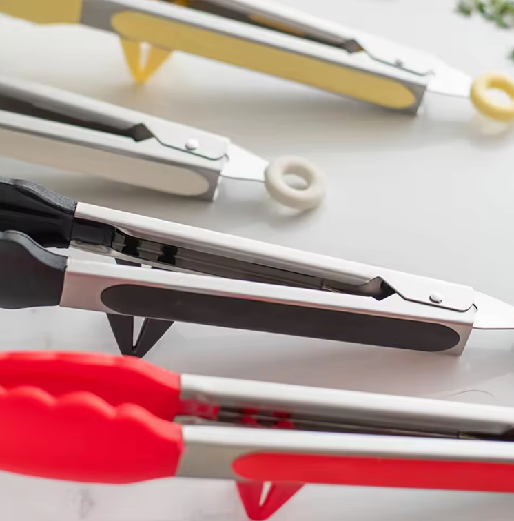 Pince de Cuisine en Silicone & Acier Inoxydable | Antidérapante & Résistante à la Chaleur