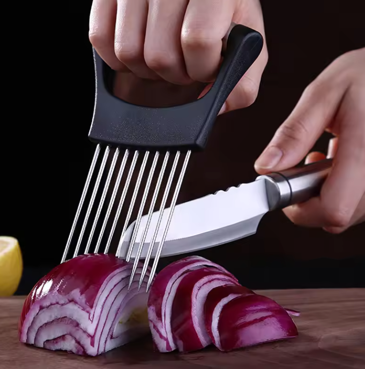 Support de Coupe d’Oignon en Acier Inoxydable | Trancheur Précis & Hygiénique