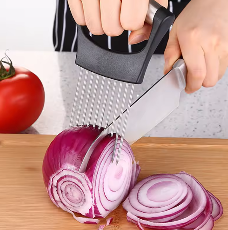 Support de Coupe d’Oignon en Acier Inoxydable | Trancheur Précis & Hygiénique
