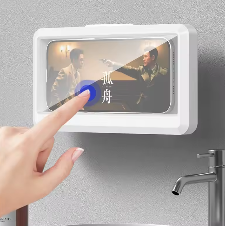 Support de Téléphone Étanche 360° pour Douche & Salle de Bain | Écran Tactile Anti-Buée