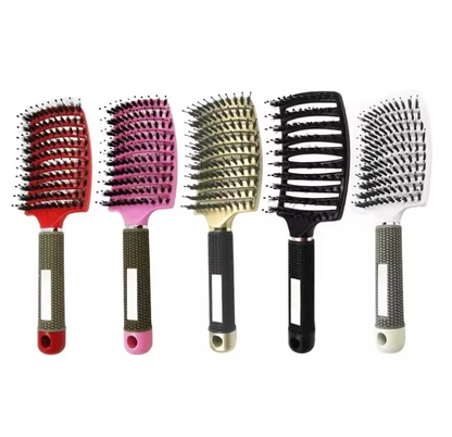 Brosse à Cheveux Exfoliante en Poils de Sanglier & Nylon | Cheveux Lisses, Bouclés & Perruques