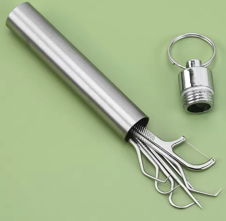 Ensemble de Cure-Dents Réutilisables | Porte-Clés & Kit de Nettoyage