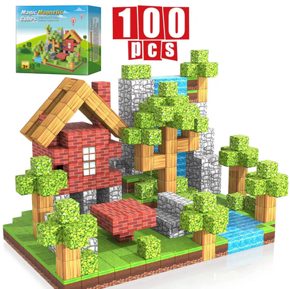 Blocs de Construction Magnétiques 100 Pièces | Jouet Éducatif Montessori pour Enfants 3 à 9 Ans