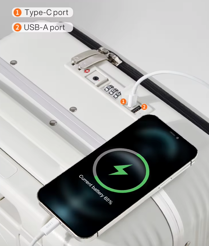 Mixi Valise à Cadre Aluminium & Roulettes | Cabine Premium avec Port USB & Support Téléphone