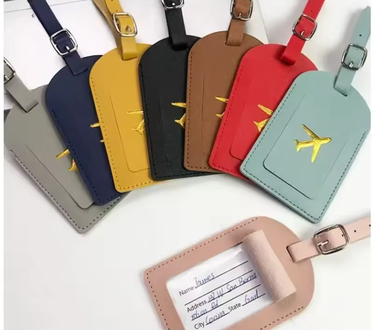 Étiquette de Bagage en Cuir Premium | Identification de Valise & Accessoire de Voyage