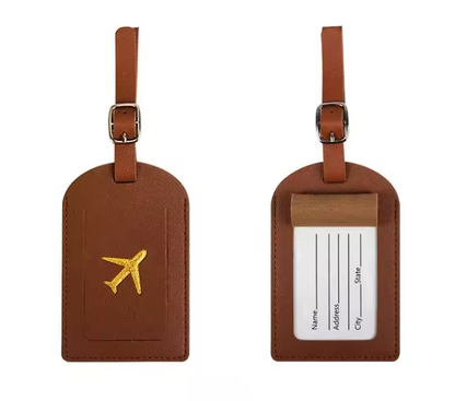 Étiquette de Bagage en Cuir Premium | Identification de Valise & Accessoire de Voyage