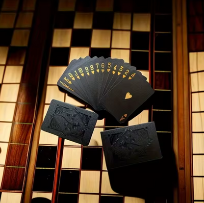 Jeu de Cartes à Jouer Or & Noir | Étanche, Élégant & Durable