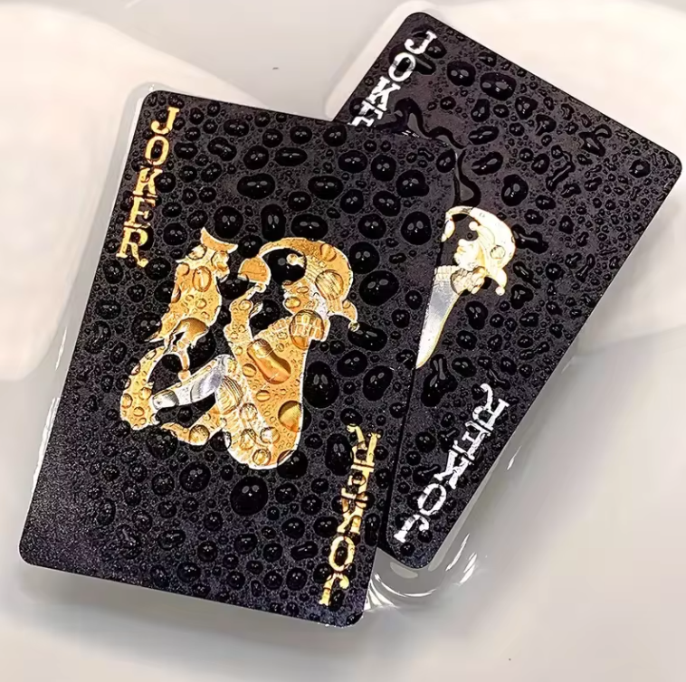 Jeu de Cartes à Jouer Or & Noir | Étanche, Élégant & Durable